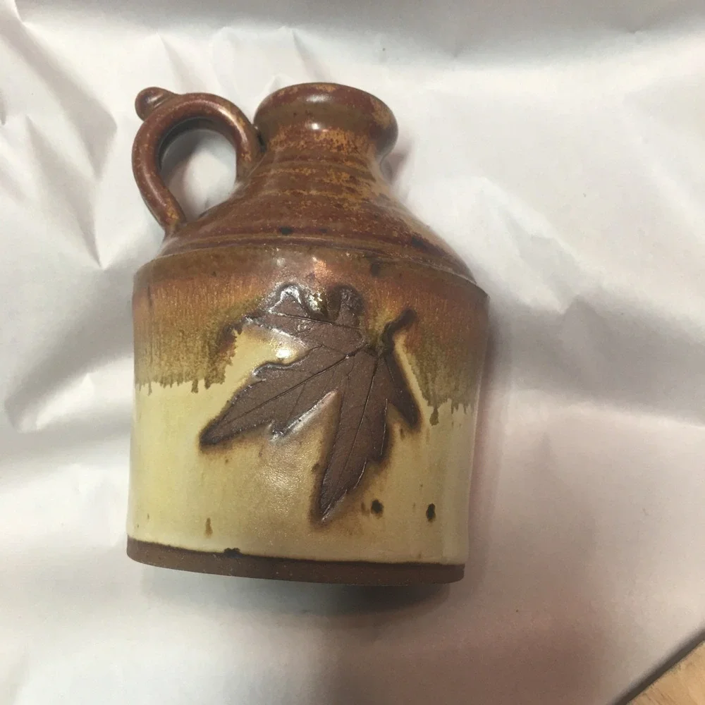 Pottery Jug Handmade Rare Signed Leaf Fall Decor H.‎ Lewine